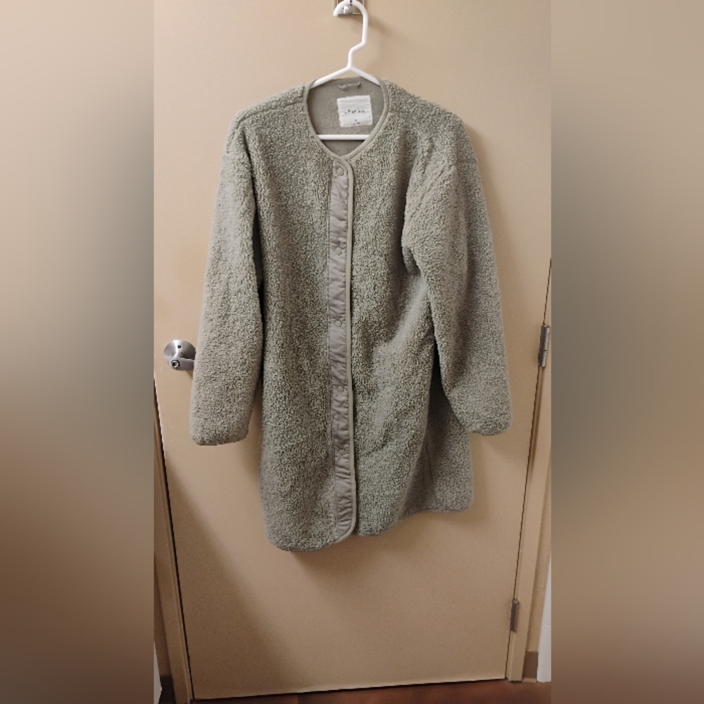 Aritzia Wilfred Free Sherpa Long Liner Snap On Jacket Sz M
